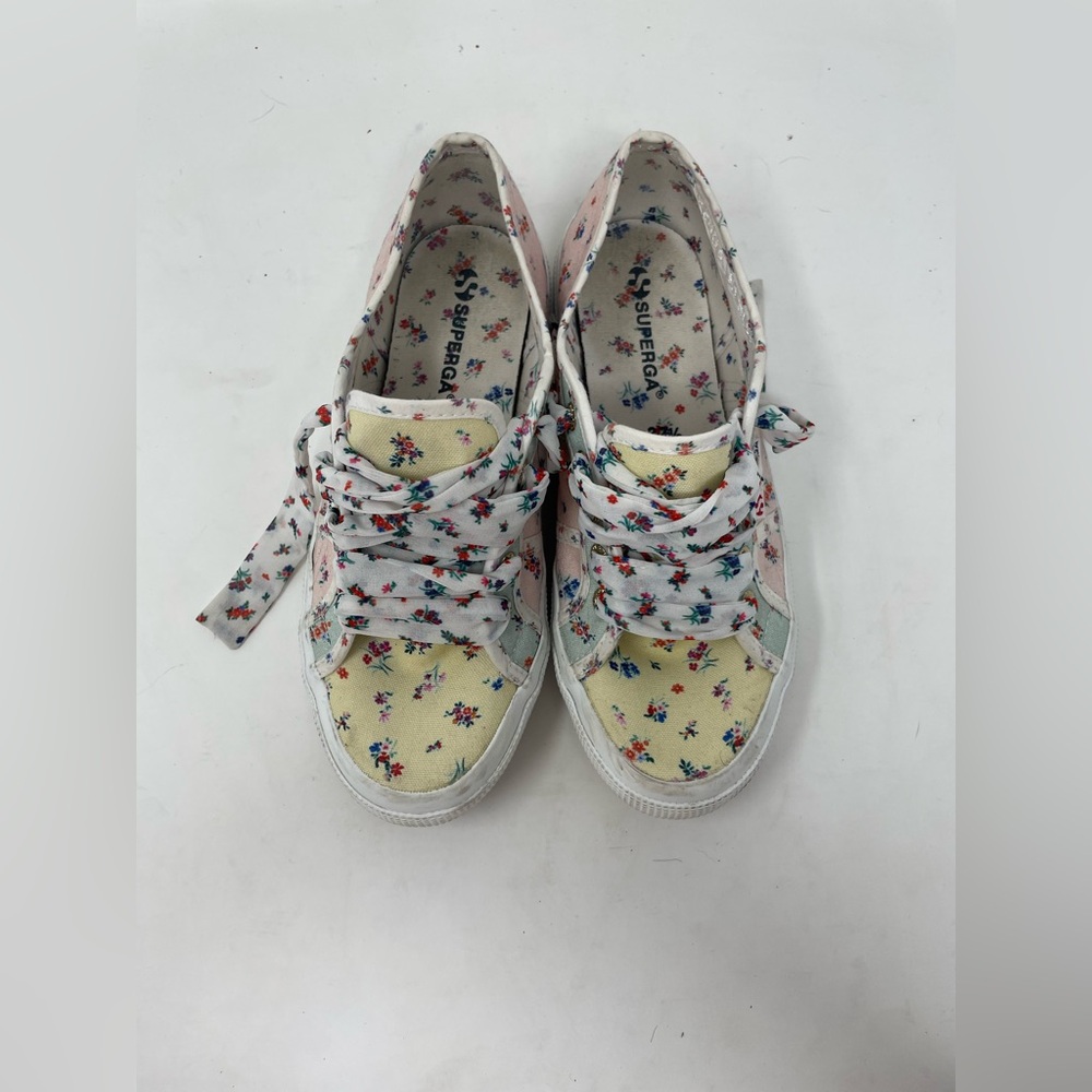 Superga Women Floral Pink Yellow Sneakers Size 7 - Picture 6 of 10